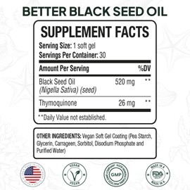 Organics Ocean Better Organic Black Seed Oil Cold Pressed - Pure Nigella Sativa Oil for Immune Support - 5% Thymoquinone - Support Memory, Vitality, and Cellular Health