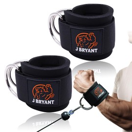 Wrist Cuffs for Cable Machine Workouts – Padded Wrist Straps with Reinforced D-Rings for Strength Training, Pulley Systems, Triceps & Bicep Workouts – Adjustable Fit for Men & Women (Orange)