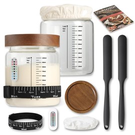 Sourdough Bread Starter Kit,40oz Large Sourdough Starter Jar With Wide Mouth,Silicone Spatula, Thermometer Electrostatic Strip,Recipe (40oz-2pcs)