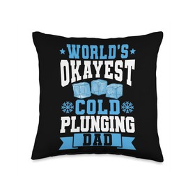 Worlds Okayest Cold Plunging Dad Ice Bath Fathers Day Throw Pillow