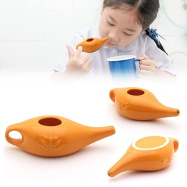 Tuperoymse 250Ml Ceramic Neti Pot Nose Cleaning Pot Leakproof Spout Pot for Nasal Rinsing Nose Washing Men and Women,White