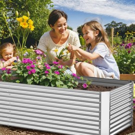 CATMANOR 2 Pack Tall Corrugated Galvanized Steel Raised Garden Bed Outdoor, Metal Above Ground Garden Bed for Vegetables and Flowers, Rectangle Raised Beds for Gardening-3x2FT