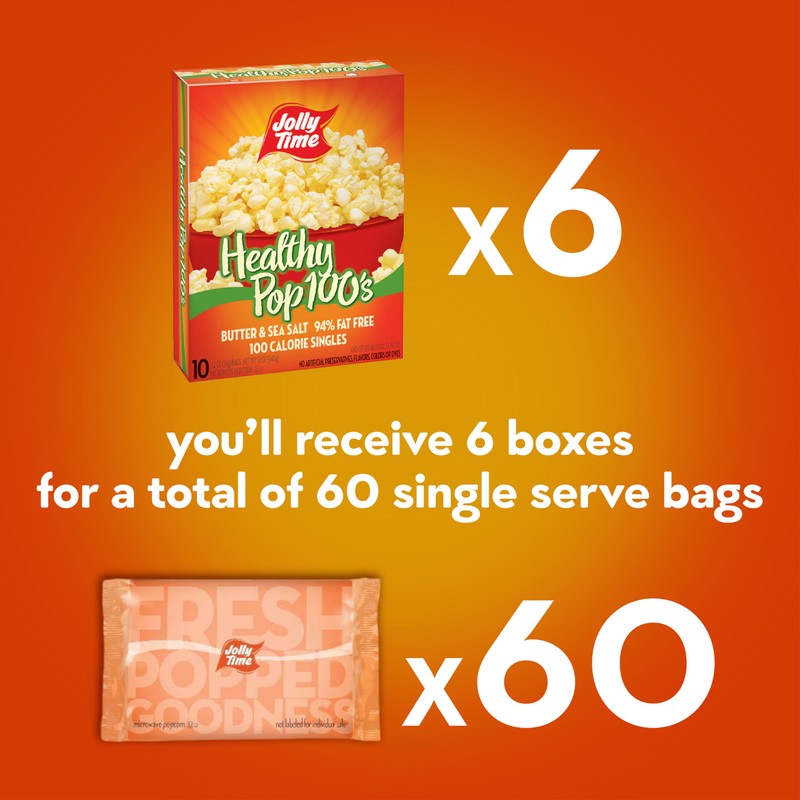 Jolly Time Healthy Pop Microwave Popcorn, 1.2oz Personal Bag, 10