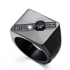 ELFASIO Keep Going Skull Rings for Mens, Square Signet Ring