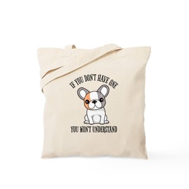 CafePress Funny French Bulldog Joke Natural Canvas Tote Bag, Reusable Shopping Bag
