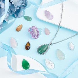 PH PandaHall 12pcs Gemstone Cabochons, 12 Styles Teardrop Natural Stone Agate Amethyst Cabochons Flatback Cabochons Crystal Stone for Bracelet Necklace Earring Pendant Jewelry DIY Craft Making