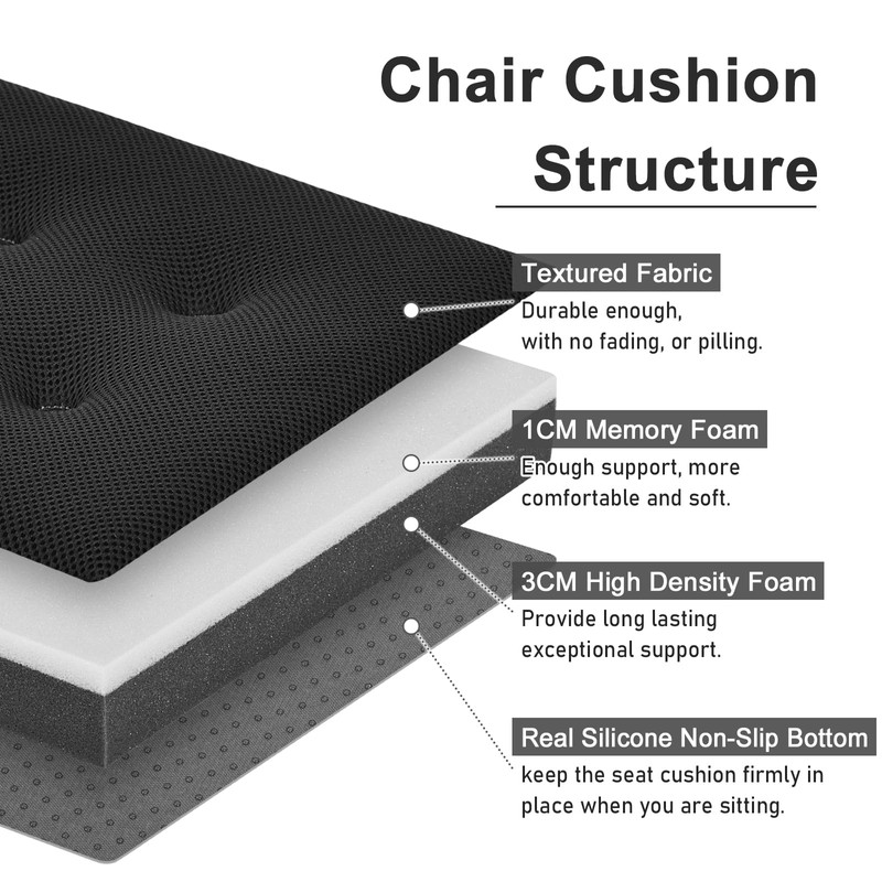 baibu 12 Inches Square Stool Cushions with Ties for Bar