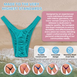 BBLAIR - Bragas de tanga para personas transgénero, ropa interior sedosa para meter y usar en ropa interior MTF, Zafiro, Large