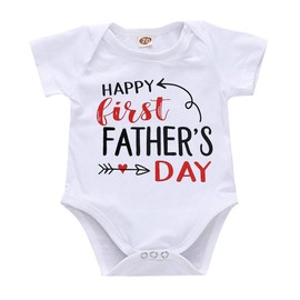 XFGLCK Happy First Fathers Day Outfit Newborn Infant Baby boy Girl Clothes Short Sleeve Romper Bodysuit Onesie (Happy First Fathers Day, 0-3 M)
