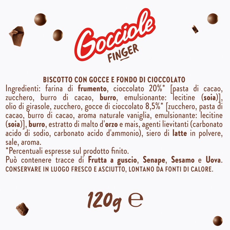Pavesi Biscotti Frollini Gocciole Finger, Biscotti Snack, Pastafrolla con Base