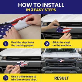 Chevy Colorado American Flag Grille Tailgate Bowtie Overlay Decals 2014-2021 Set of 2