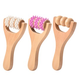 3-Piece Wooden Massager, Roller Massager, Portable Massager, Manual Massager, Multifunctional Massage Tool