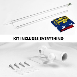 G128 Combo Pack: 5 Ft Aluminum Spinning Flagpole (Silver) & Georgia GA State Flag 2x3 Ft, ToughWeave Series Embroidered 300D Polyester | Pole with Flag Included