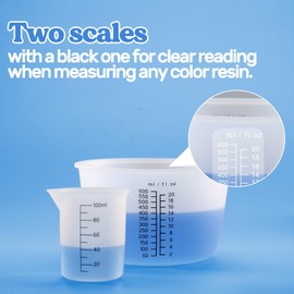 LET'S RESIN Silicone Measuring Cups, 600ml/20oz&100ml Accurate 2 Scales Durable Measuring Cups, Thicker&Non-Stick Resin Mixing Cups, Silicone Stirring Stick, Easy Clean Resin Supplies for Resin Mixing
