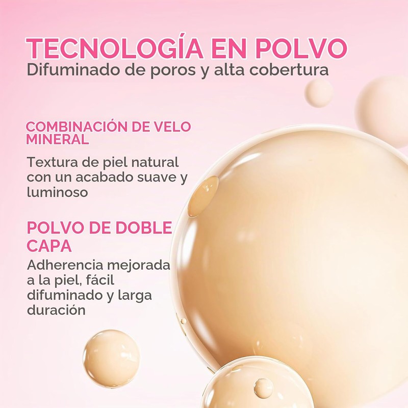 base en polvo de cobertura modulable, base tipo cushion con