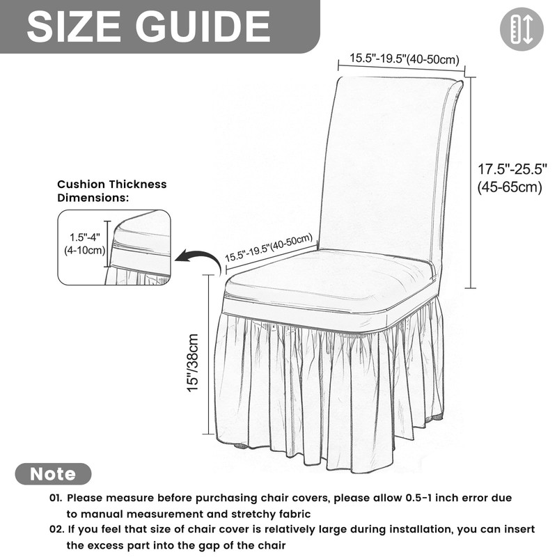Rakila Printed Stretch Dining Chair Covers with Skirt, Spandex Removable