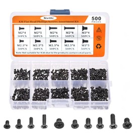 Nivithi Pack of 500 M2 M2.5 M3 Screws Set, PC Screws Set, Laptop Screws, Mini Screws Set, M2 SSD Screw, M2 Screws Set, HDD Screws, Universal Phillips Screws for PC Parts and PC Part