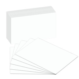 Blank Index Flash Note Cards | 80lb Heavyweight Thick White Cover Stock. 100 Cards Per Pack | 5 x 8