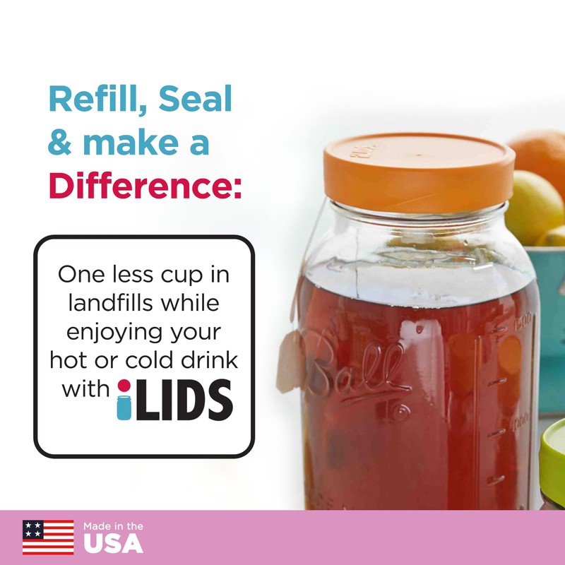 iLIDS Mason Jar Storage Lid, Regular Mouth, Made in USA,