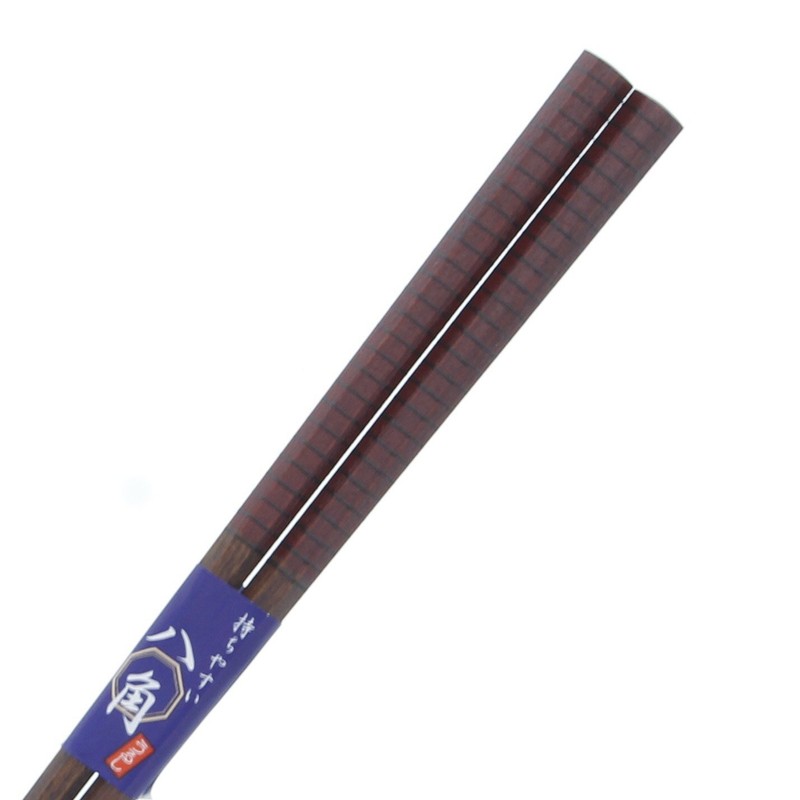 Ishida Japanese Chopsticks Octagon Line Wooden (Natural Wood) Lacquer Tip