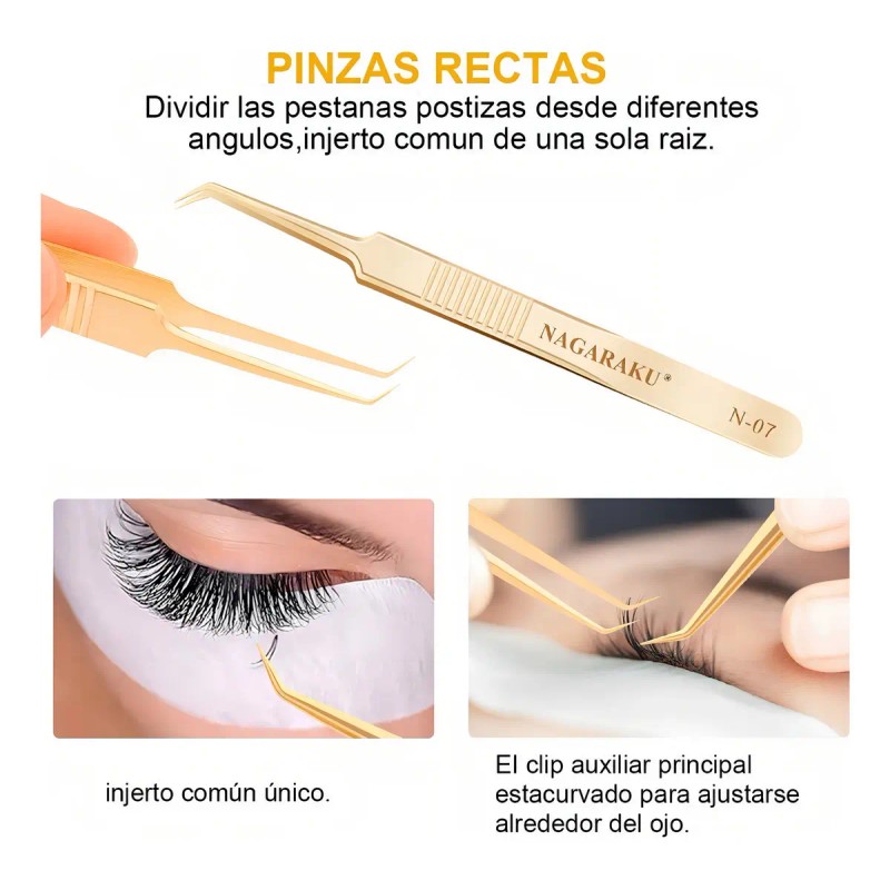 pinza L Nagaraku N-07 Para Pestañas De Volumen