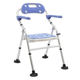 Shower Chair with Arms and Back, Heavy Duty Shower Chair, Shower Chair for Inside Shower, Adjustable Height Shower Bench Bathtub Stool, Tool-Free Assembly Shower Seat for Elderly, Handicap
