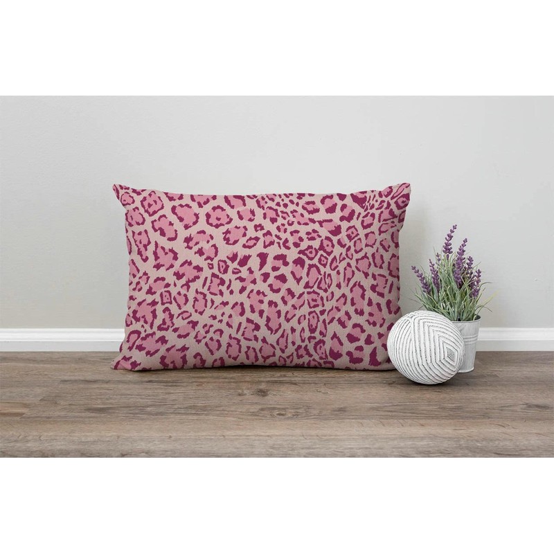 Pink Leopard Cotton Linen Decorative Throw Pillow Case Cushion Cover
