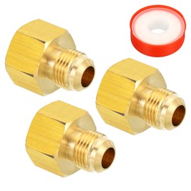 PATIKIL 3/8 SAE Male x 1/2 SAE Female Brass Flare Tube Fitting, 2 Pack Pipe Fitting Reducer Gas Adapter Hex Coupling with PTFE Tape for HVAC Fuel Oil Air Natural Gas Line Connection