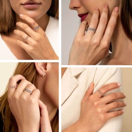 Bestyle Rose Gold Silver Cubic Zirconia Band Rings Cz Infinity Kont Ring Love Promise Rings Wedding Bands Fine Jewelry for Women Gifts for Her Size 11