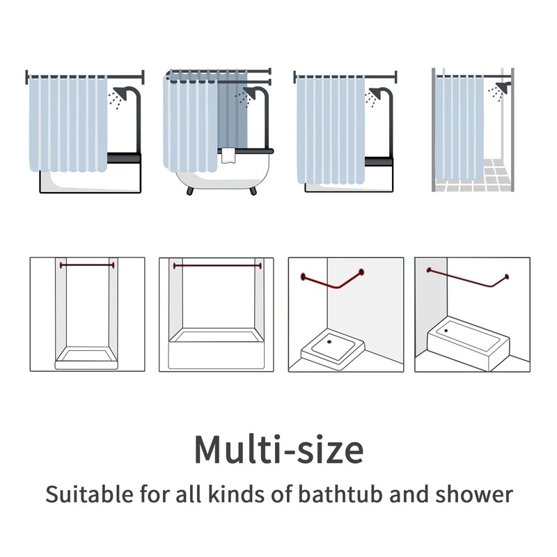 MitoVilla Extra Long Shower Curtain 72 x 84, Grey Marble