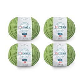 Troyarn Wool 125 (4- Skeins Pack) 100% Superwash Merino Fine Wool Light Worsted Weight #3 Soft Knitting and Crochet Yarn for Crocheting and Knitting (4 x 1.76 oz) / (4 x 125 Yds) (10926 - Green)