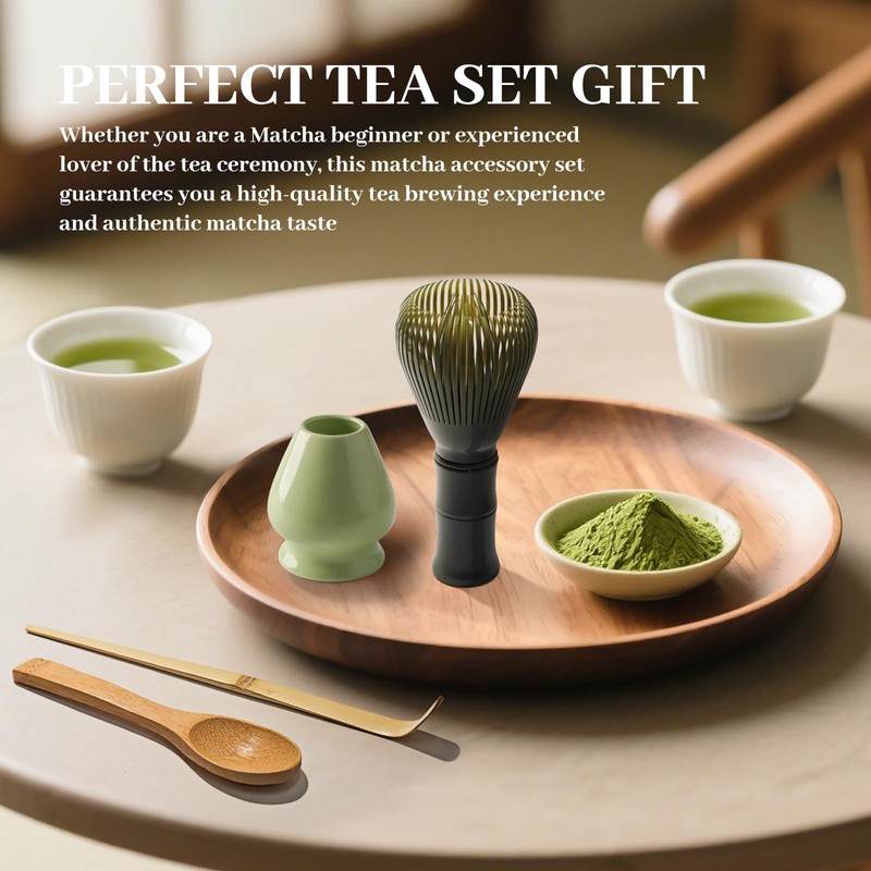 Matcha Set 4 Pieces Japanese Ceremony Resin Matcha Whisk Bamboo