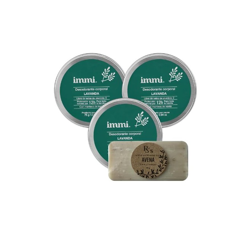 IMMI Desodorante Natural Lavanda en Tarro 3 piezas y 1