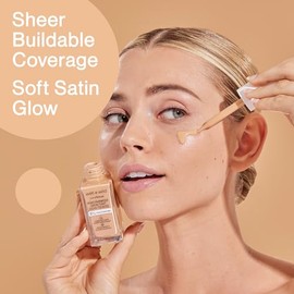 Base de Maquillaje Tinta Serum Niacinamida, Acido Hialuronico, Vitamina E, Cobertura Ligera,Acabado Natural, Skincare, Piel efecto Luminoso y Brillant