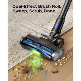 Cordless Stick Vacuum Cleaner, 55Min Cordless Vacuum Cleaners for Home, Powerful Suction Rechargeable Vacuum with Green LED Headlight, Lightweight Stick Vac for Carpet, Hardwood Floors & Pet Hair