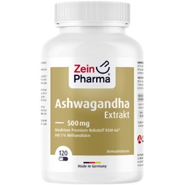 ZeinPharma Ashwagandha Extract 120 Capsules 500 mg - Ashwagandha Root Extract High Dose with 5% Withanolide, Sleep Berry from India, Dietary Supplement Plant-Based, Laboratory Tested