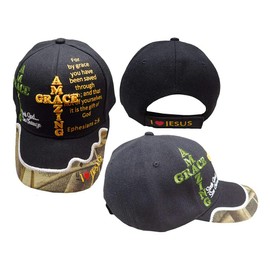 Trade Winds Amazing Grace Ephesians 2:8 Christian Saved by Grace I Heart Love Jesus Black Cap CAP806 Hat