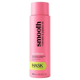 HASK, Smooth + Keratin & Jojoba Oil, Acondicionador, Control Frizz, Suaviza Cabello Rebelde y Aporta Brillo, 473 ML