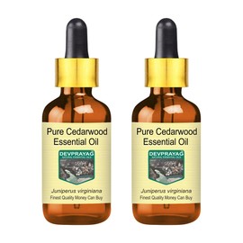 Devprayag Pure Cedarwood Essential Oil (Juniperus virginiana) with Glass Dropper Natural Therapeutic Grade Steam Distilled (Pack of Two) 100ml X 2 (6.76 oz)