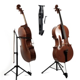 WHELPAW Adjustable Cello Stand with Bow Holder - Secure & Sturdy Support for All Cello Sizes - Easy Fold Design - Premium Materials & Non-Slip Feet