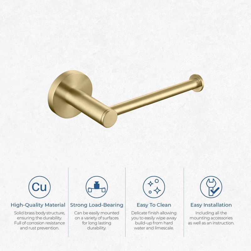 KIBI Circular Toilet Paper Holder for Bathroom Solid Brass Wall