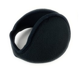 Black fleece ear muffs warmers behind head under hair 4.25 inch wide ear covers