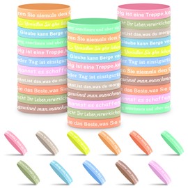 LHOEST 33 Stück Bunt Motivationsarmbänder Kinder, Deutsch Armband Kinder für Abschluss Geschenk Schüler, Silikonarmband mit Inspirierenden Sprüchen für Abschiedsgeschenk Mutmacher kinder