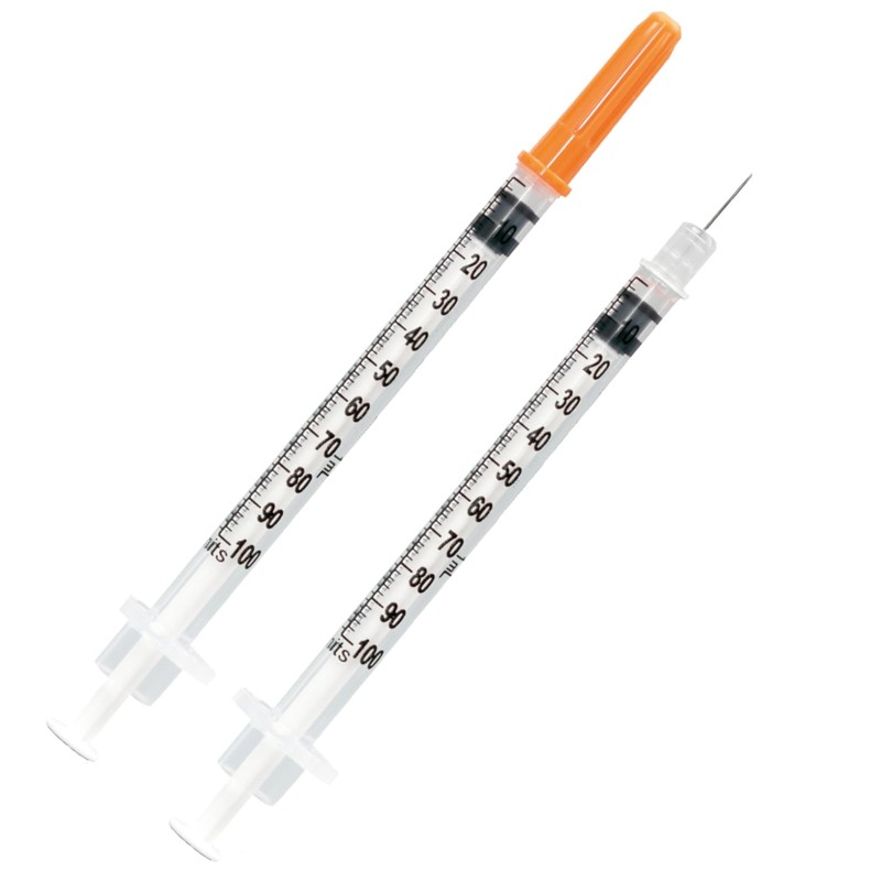 ONE-CARE Syringes 1 ml/cc, 30G x 5/16’’ (8mm), Orange Cap,