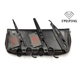 EVOLVING Kit Tijeras Negro Mate 6 Pulgadas Barbero Estilista Evolving