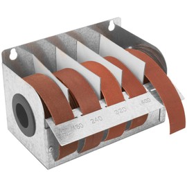 Peachtree Woodworking Supply Steel Sandpaper Dispenser with 5 Cloth Abrasive 1" x 20' Rolls Ideal for Wood Turners, Furniture Restoration, Automotive, Home, Workshop and General Use