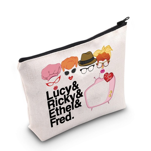 LEVLO Funny Lucy TV Show Cosmetic Bag Lucy Fans Gift Lucy &Ricardo & Ethel & Fred Makeup Zipper Pouch Bag For Women Girls, Lucy Ricardo Ricky Ricardo, Cosmetic Bag
