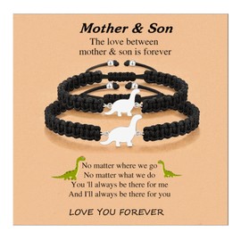 HONYUEYIM Back to School Gifts,Mother Son Dinosaur Bracelet,First Day of School Gifts Mommy and Me Matching Bracelets Mothers Day Christmas Birthday Gifts(Mother Son)