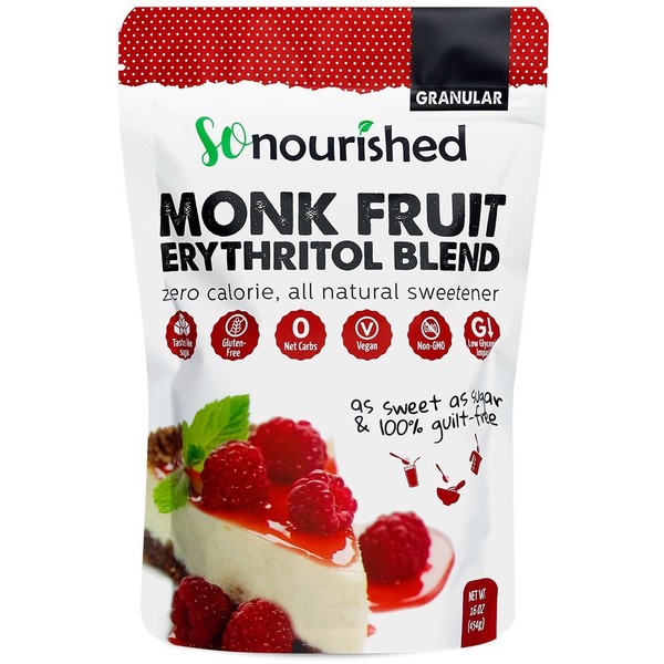 Monk Fruit Sweetener with Erythritol Granular - 1:1 Sugar Substitute, Keto - 0 Calorie, 0 Net Carb, Non-GMO