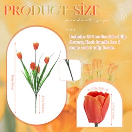 XunYee 100 Pcs Artificial Tulips Fake Flowers for Outdoor Faux Plastic Spring Flowers for Home Garden Indoor Kitchen Office Wedding Valentines Easter Decor(Orange)